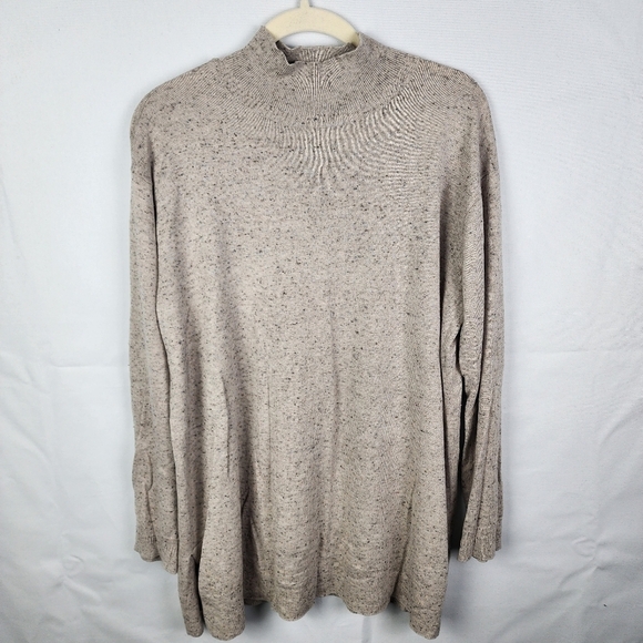 J Jill Mock Neck Speckled Silk Blend Sweater Neutral Minimalist - Picture 1 of 6